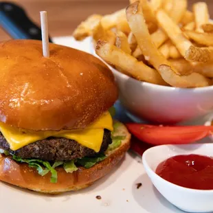 Cheeseburger and fries