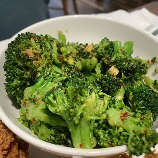 Seasoned broccoli side is a must try!