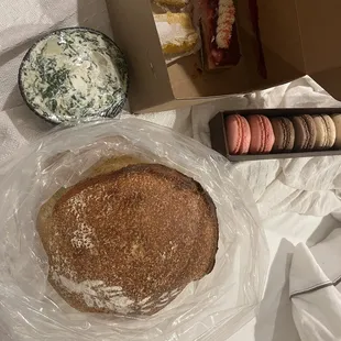 The macaroons were really good and we got a dip with the house bread!