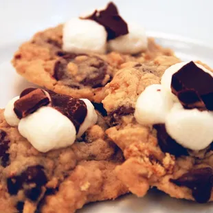 Like S'mores? This chocolate chip cookie is made with gram crackers and is topped with marshmallow and chocolate chunks.