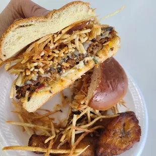 Cuban Frita Burger is not just a good burger, Its one of the tastiest burgers.  Available as a Black bean Vegetarian burger as well.