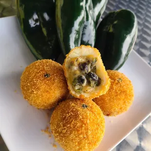 Roasted Poblano Potato ball. Papa Rellanas! Delicious Vegetarian Potato Balls