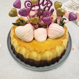 It&apos;s a Girl Baby Shower Flan Cake! Unique Baby Shower Cake! Delicious moist cake.