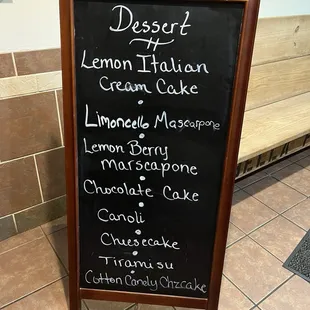 Dessert Menu board