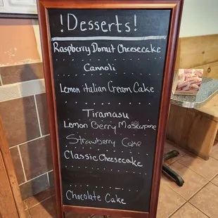 a menu on a blackboard