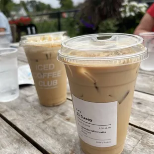 Caramel iced coffee &amp; lavender mint latte