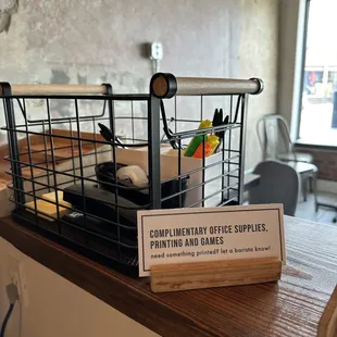 a sign on the counter