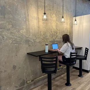 High top seating perfect for laptop work!