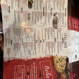 Italian menu. February 2025