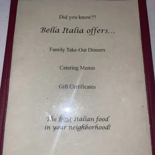 Updated menu July 2023