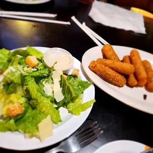 Ceasar Salad and Fried Mozzarella