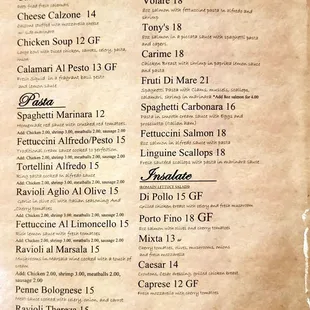 a menu for a restaurant