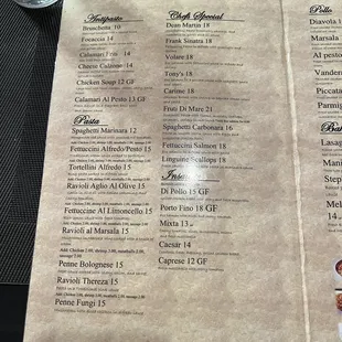 menu