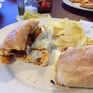 Meatball sub - enough for two.  Fries are $.90 extra