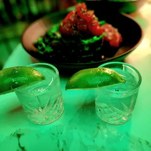 Don Julio 1970 shots. $31.20. Tuna Tower in the background. $22.88