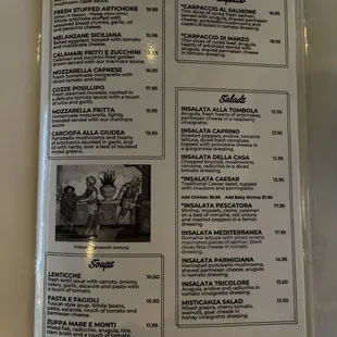 the menu of a restaurant