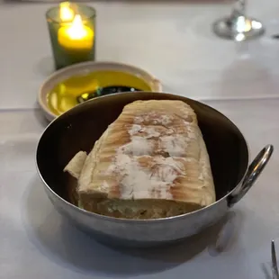 a pan of food on a table