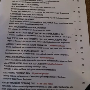 Wine menu