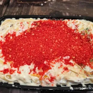 Loaded Linguine with Spicy Cheetos