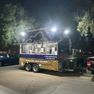 Outside of food truck - stationed in the chevron parking lot.