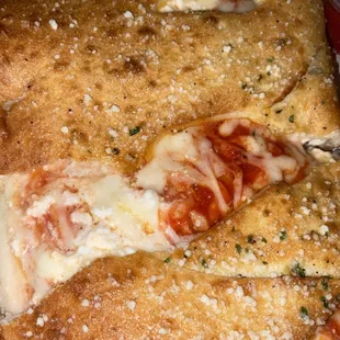 Inside cheese calzone