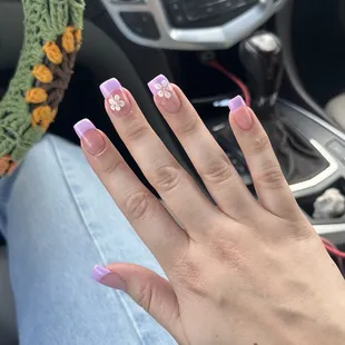 Lavender/Lilac Spring Nails - Square acrylic