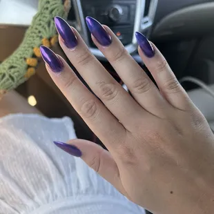 Purple Chrome Acrylic Stiletto Nails by Ms. Snow