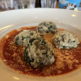 Mushroom and spinach Gnudi (seasonal special)