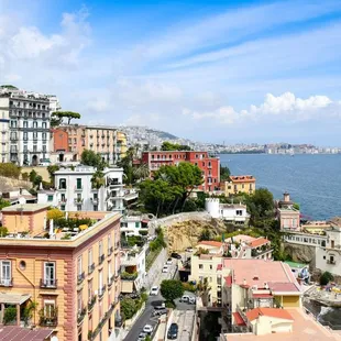 a view of the city and the sea