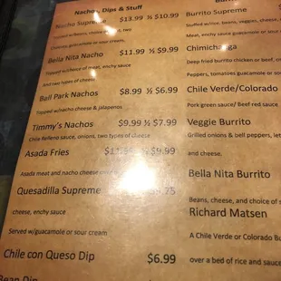 The menu