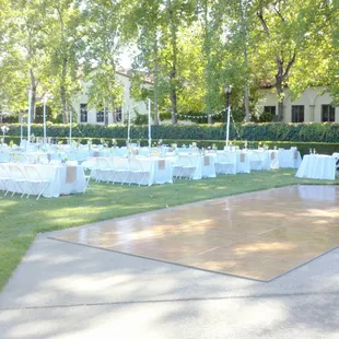 Out door lighting, wood dance floors, and everything you need to have your event in or out doors