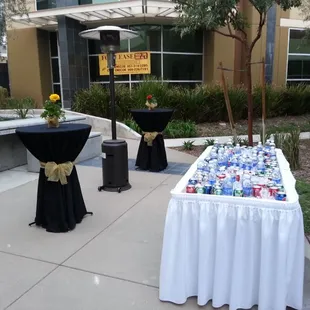 Our ice table is an elegant cold beverage service method of serving drinks with getting your guests sleeves wet.