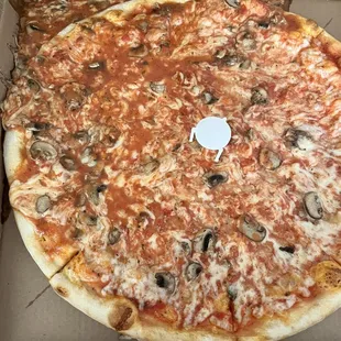Mushroom pizza with slide off