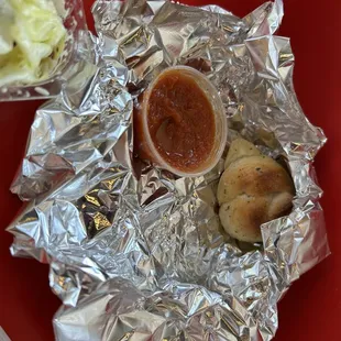 Garlic knots--what's left of them