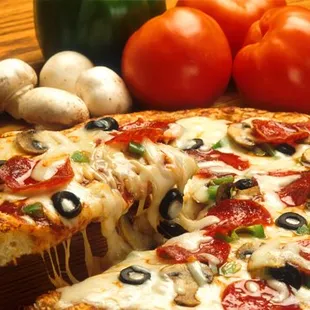 Slice of vegetarian pizza