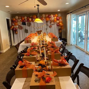 a table set for a thanksgiving party