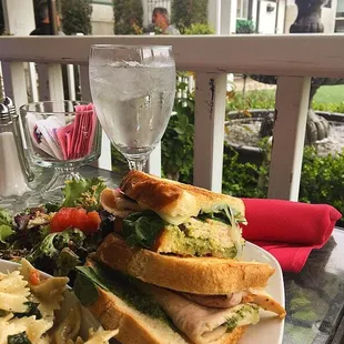 Turkey pesto panini by the fountain!