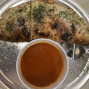 Calzone with marinara sauce