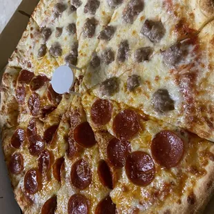 Half pepperoni half sausage