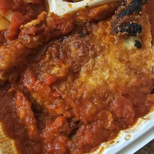 Chicken parmesan with burnt end.