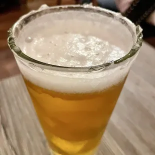 Extra frosted beer glass