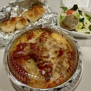 Carry-out Chicken Parm dinner