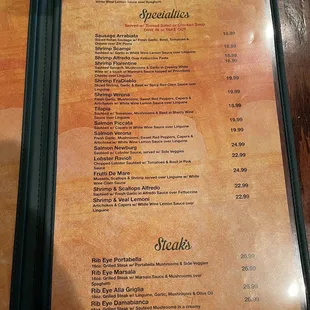menu