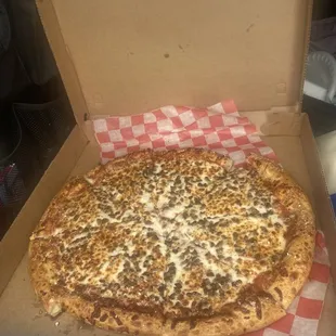 Large sausage pizza.