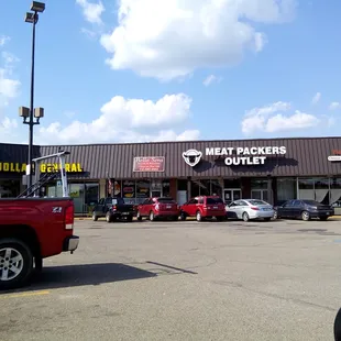 Outside in the plaza.