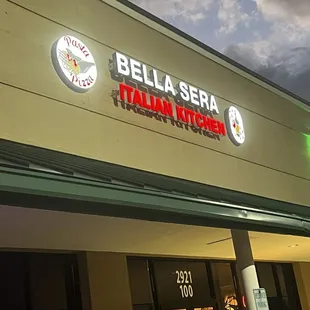 Pizza and front of restaurant