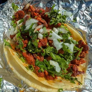 Pastor taco on corn tortilla- tender pastor!