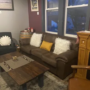 Cozy seating in the back room