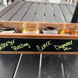 Wine flight (my own choices - all across the board). They also have suggested flights.