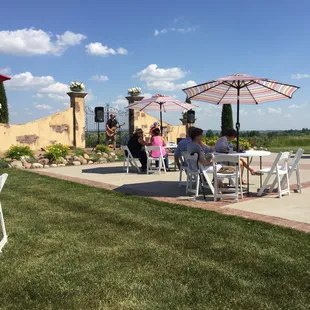 The music stage and wedding ceremony area.